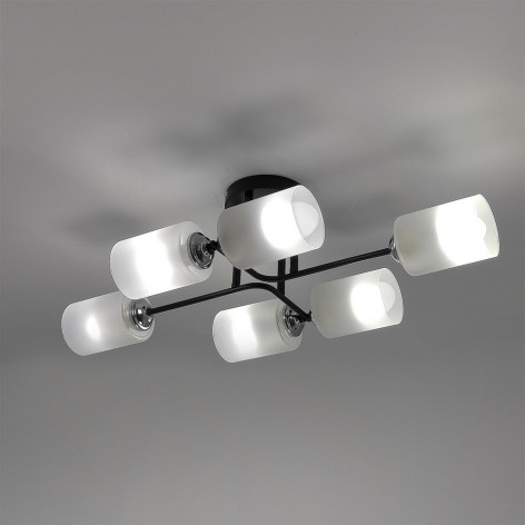 Люстра 6 плафонов 69*36*21 см E27 60Вт 24м2 плафон стекло черный хром Baizheng