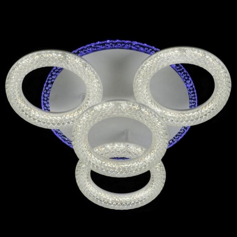 Люстра светодиодная 4 плафона 47*16 см 72Вт 2400 LM 15м2 3 цвета прилож пульт белый Baizheng