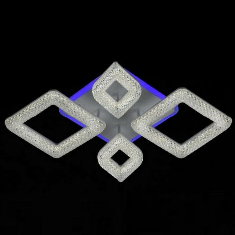 Люстра светодиодная 4 плафона 56*49*10 см 64Вт 2400LM 15м2 3 цвета прилож пульт белый Baizheng