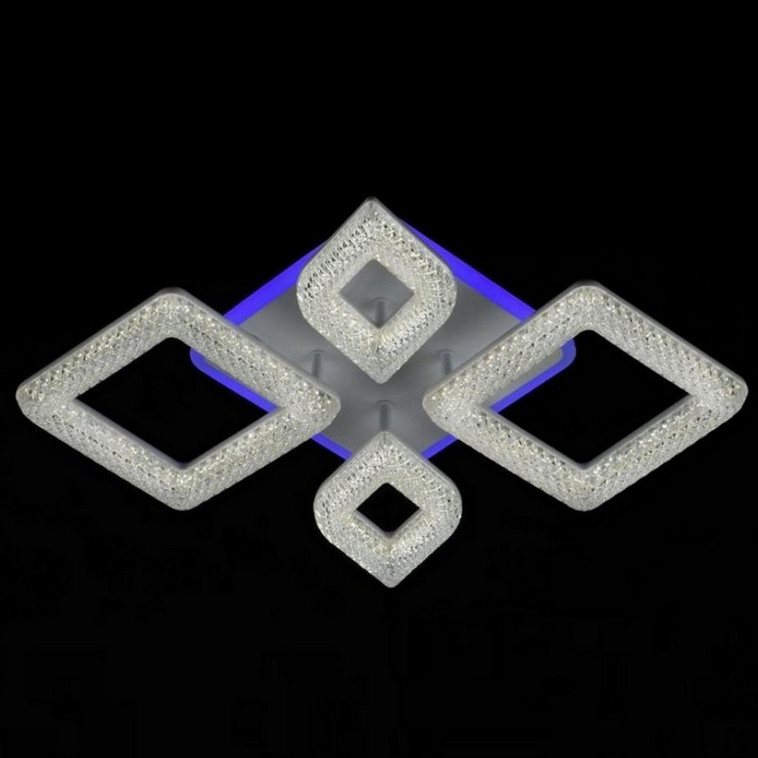 Люстра светодиодная 4 плафона 56*49*10 см 64Вт 2400LM 15м2 3 цвета прилож пульт белый Baizheng