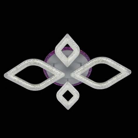 Люстра светодиодная 4 плафона 61*10 см 80Вт 5600LM 16м2 3 цвета прилож пульт белый Baizheng