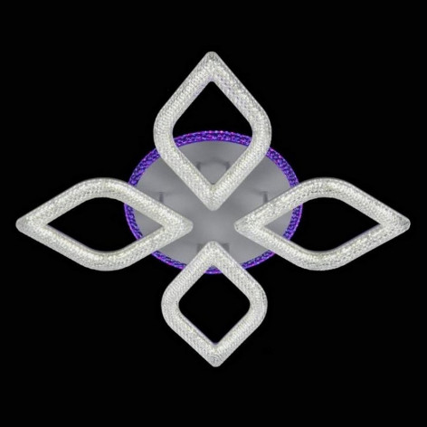 Люстра светодиодная 4 плафона 65*10 см 112Вт 7840LM 16м2 3 цвета прилож пульт белый Baizheng