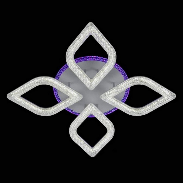 Люстра светодиодная 4 плафона 65*10 см 112Вт 7840LM 16м2 3 цвета прилож пульт белый Baizheng