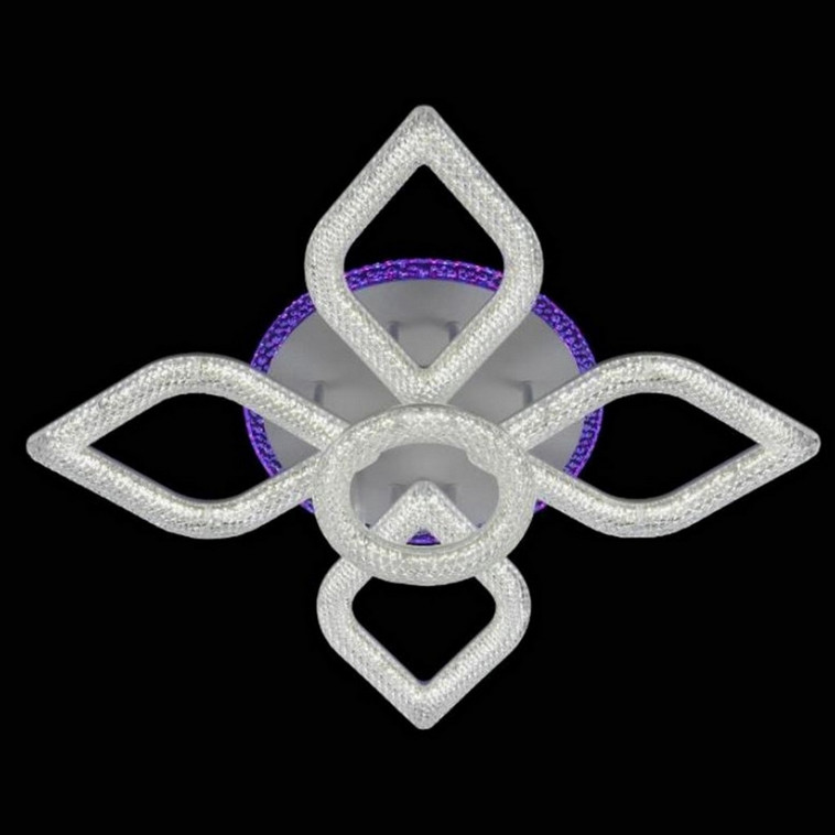 Люстра светодиодная 5 плафонов 65*16см 128Вт 4800LM 25м2 3 цвета прилож пульт белый Baizheng