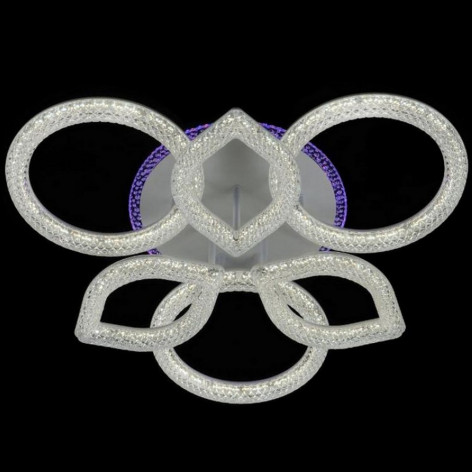 Люстра светодиодная 6 плафонов 66*16 см 144Вт 5400LM 30м2 3 цвета прилож пульт белый Baizheng