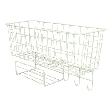 Полка металлическая для кухни 38*15*22 см на присосках 3 крючка белый CY-0167 Baizheng