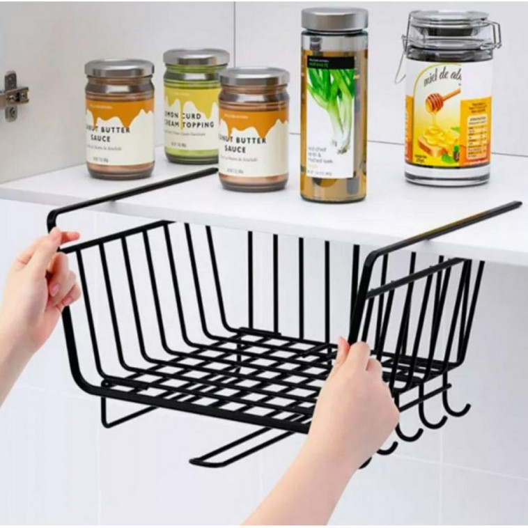 Изображение Полка металлическая для кухни подвесная 29*24,5*18,5 см черный CY-0113 Baizheng