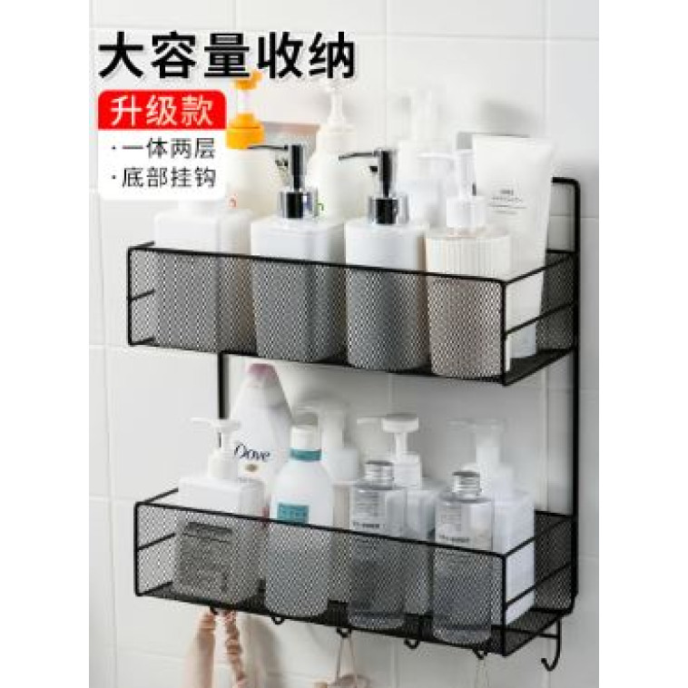 Полка металлическая для ванной 2-х ярусная 36*15*44,5 см черный CY-0173 Baizheng