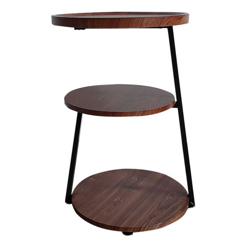 Стол МДФ журнальный 40*40*62 см 3-х ярусный рама металл орех черный Baizheng