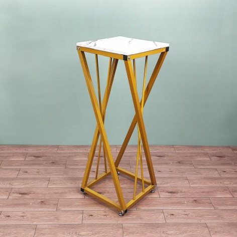 Брак!Подставка металлическая для цветов 300*300*800 мм 1 полка золото KD119 Baizheng