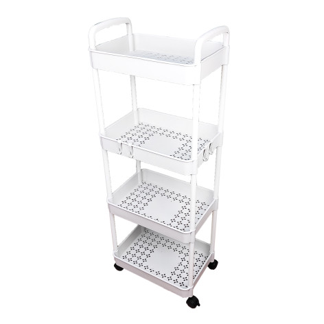 Этажерка пластиковая 4-х ярусная 37*25,5*98,5 см на колесах микс BZ-TT04 Baizheng