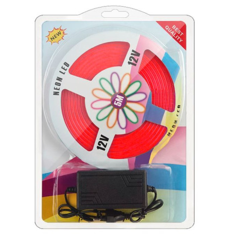 Гирлянда светодиодная 5 м 12В уличная гибкий неон розовый Baizheng