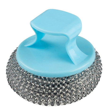 Губка металлическая для посуды 7,5х7,5х6 см с пластиковым держателем голубой SM-06 Рыжий кот Губка металлическая для посуды 7,5х7,5х6 см с пластиковым держателем голубой SM-06 Рыжий кот