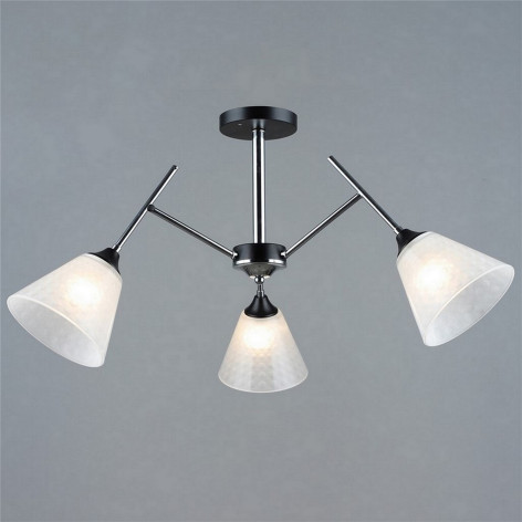 Люстра 3 плафона 75*37 см Е27 60Вт 12м2 плафон стекло черный серебро Baizheng