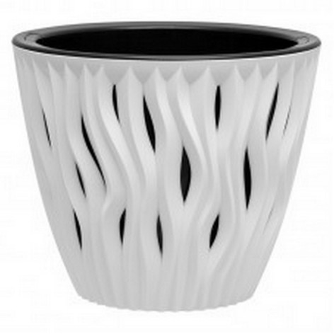 Кашпо пластиковое  2,25 л белый вставка черная Вдохновение Bmc