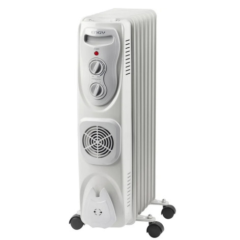 Радиатор масляный 2 кВт 7 секций обогрев до 20 м2 вентилятор белый Classic EN-1307F Engy
