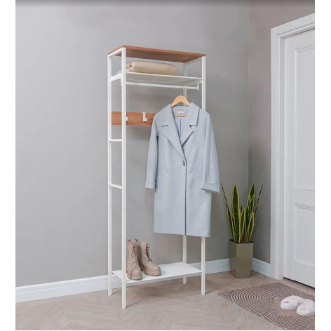 Вешалка металлическая гардеробная 69х38,5х148 см белый полка Скандинавия 21 ЗМИ