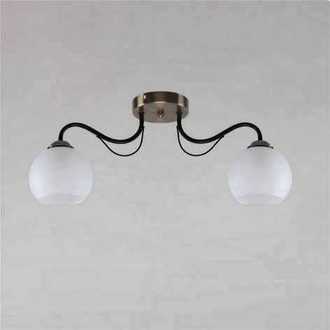 Люстра 2 плафона 55*13*22 см Е27 60Вт 9м2 плафон стекло черный бронза Baizheng