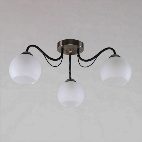 Люстра 3 плафона 55*55*13 см Е27 60Вт 12м2 плафон стекло черный бронза Baizheng