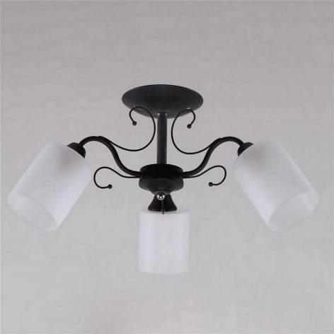 Люстра 3 плафона 59*59*28,5 см Е27 60Вт 12м2 плафон стекло черный Baizheng