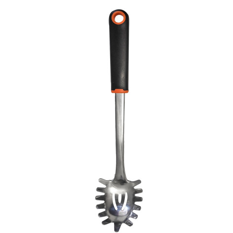 Ложка нержавеющая сталь 31х6,5х4,5 см для спагетти пластиковая ручка черно-оранжевый Baizheng