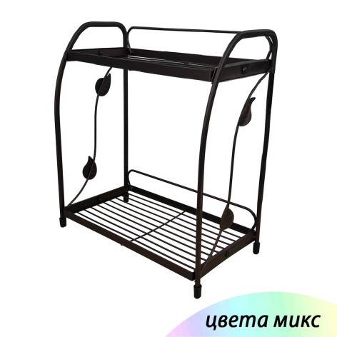 Полка металлическая для ванной 2-х ярусная 30*17*36,5 см микс Листочки Baizheng