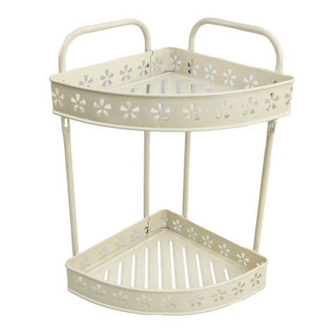 Полка металлическая для ванной 2-х ярусная угловая 23*23*40 см шампань BD-HP122 Baizheng