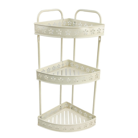 Полка металлическая для ванной 3-х ярусная угловая 23х23х60 см серый BD-HP123 Baizheng