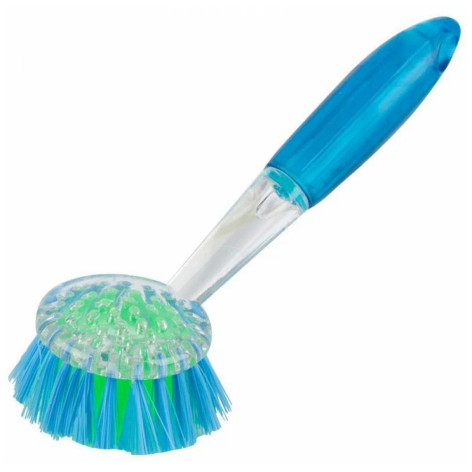 Щетка пластиковая для мытья посуды 20х6х6 см с длинной ручкой KB-09 Рыжий кот