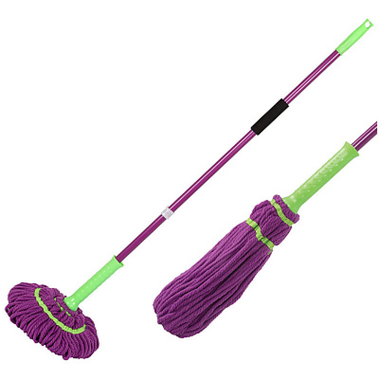 Швабра металлическая 120 см отжим насадка микрофибра 17 см фиолетовый MopM11 Твист Рыжий кот