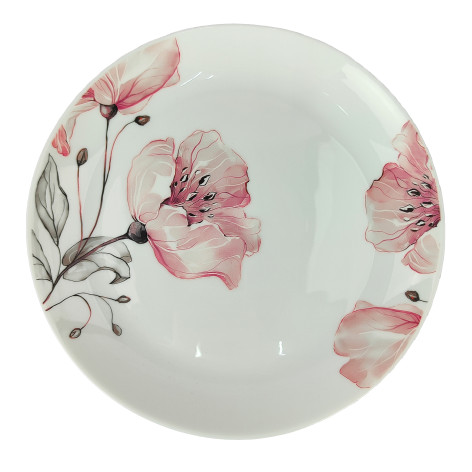 Тарелка стеклокерамическая обеденная 24 см бело-зеленый Verdi Коралл