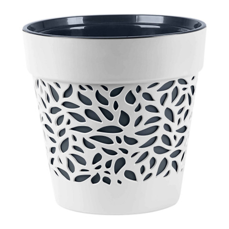 Кашпо пластиковое  1,5 л белый-антрацит Блоссом Bmc