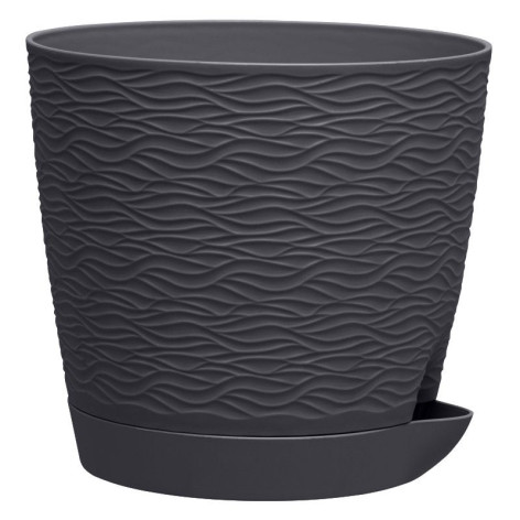 Кашпо пластиковое  1,5 л поддон антрацит Блюз Bmc