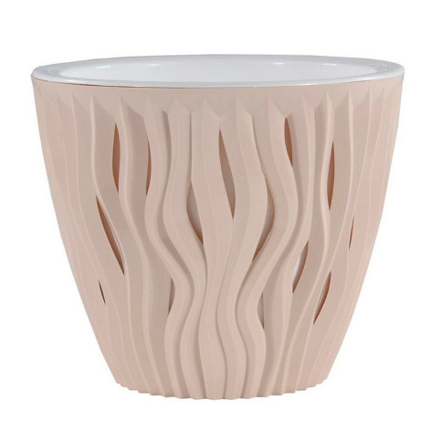 Кашпо пластиковое  1,6 л пудровый белая вставка Вдохновение Bmc