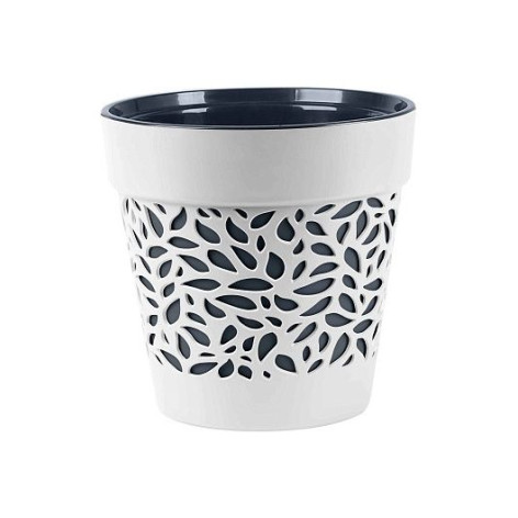 Кашпо пластиковое  3,5 л белый-антрацит Блоссом Bmc