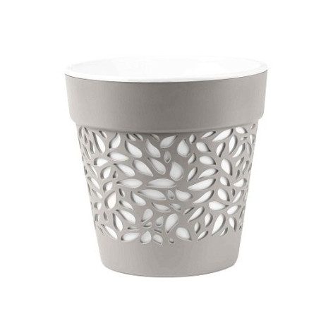 Кашпо пластиковое  3,5 л серый жемчуг-белый Блоссом Bmc