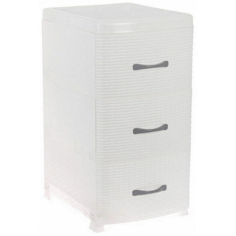 Комод пластиковый 3-х секционный 380*480*740 мм белый Ротанг Violet