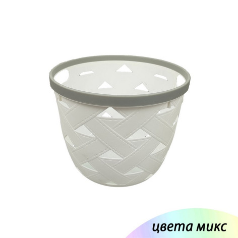 Корзина пластиковая 254х254х210 мм круглая прощитая под кожу микс ZR-102 Baizheng