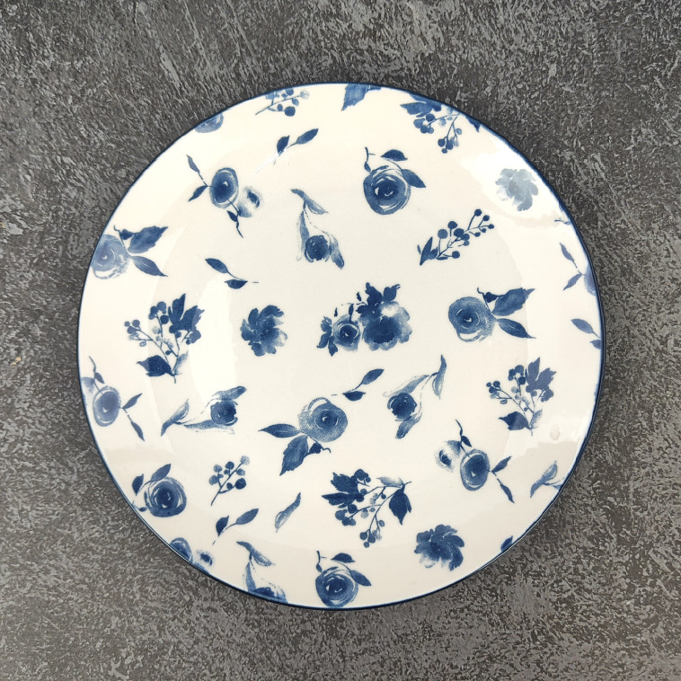 Фото Тарелка фарфоровая десертная 20 см Blue calico Коралл