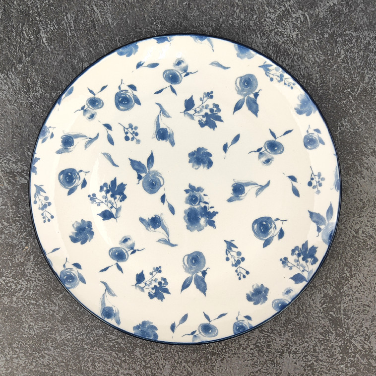 Фото Тарелка фарфоровая обеденная 24 см Blue calico Коралл