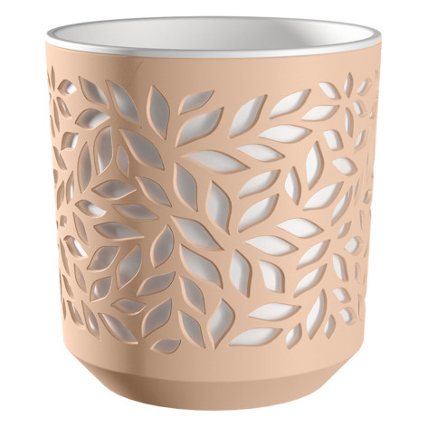 Кашпо пластиковое  1,25 л пудра белая вставка Leaves Bmc