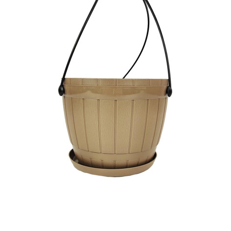 Кашпо пластиковое подвесное 8,4 л 25х17 см поддон с подвесом в ассортименте Baizheng