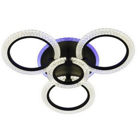 Люстра светодиодная 4 плафона 66*13см 80Вт 3300LM 15м2 3 цвета прилож пульт черный Baizheng