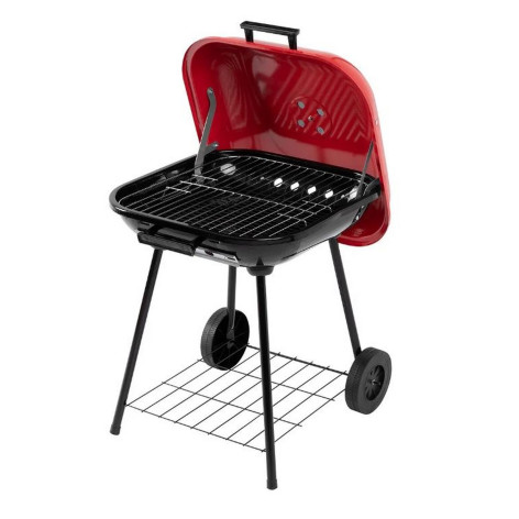 Гриль угольный переносной 46*46 см толщина металла 0,8 мм с крышкой YM-013 Baizheng