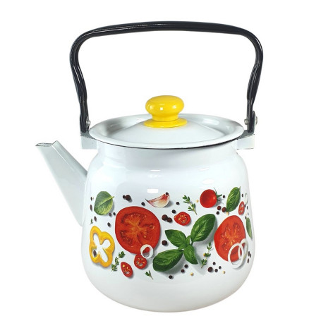 Чайник эмалированный 3,5 л петля белый Эквадор Стальэмаль