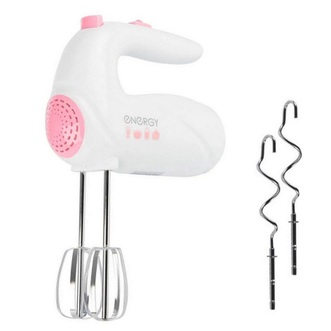 Миксер пластиковый 200 Вт 5 скоростей 4 насадки бело-розовый EN-255 Energy Миксер пластиковый 200 Вт 5 скоростей 4 насадки бело-розовый EN-255 Energy