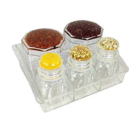 Набор пластиковый для специй 6 предметов подставка прозрачный Jam Jar Fessle