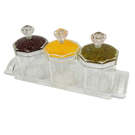 Набор пластиковый для специй 7 ложка подставка прозрачный Jam Jar Fessle