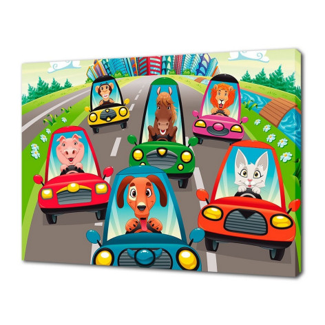 Картина канвас 50х70 см машинки Постер-Лайн