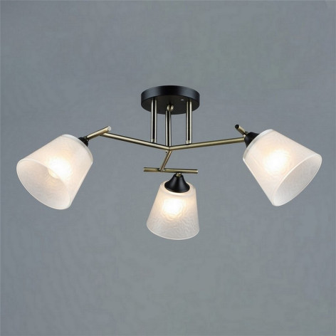 Люстра 3 плафона 60*25 см Е27 60Вт 12м2 плафон стекло черный бронза Baizheng